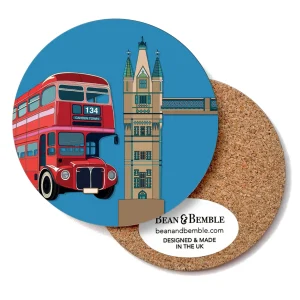 Cheap Bean & Bemble London City Tower Bridge & Bus Round Coaster Coasters | Tower Bridge Gifts