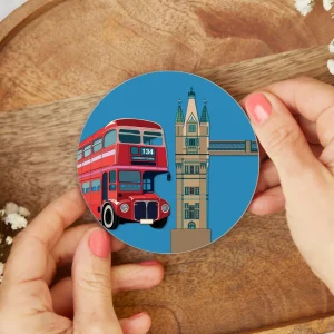 Cheap Bean & Bemble London City Tower Bridge & Bus Round Coaster Coasters | Tower Bridge Gifts