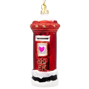 Online Gisela Graham Post Box Painted Glass Christmas Decoration Christmas Decorations | Christmas Decorations