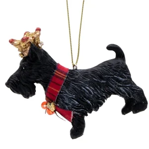 Shop Gisela Graham Scottish Terrier Dog With Crown Christmas Decoration - 12765 Christmas Decorations | Christmas Decorations
