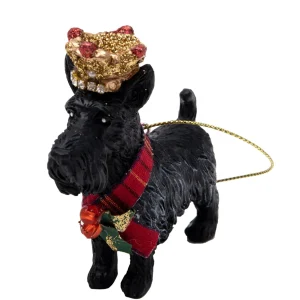 Shop Gisela Graham Scottish Terrier Dog With Crown Christmas Decoration - 12765 Christmas Decorations | Christmas Decorations