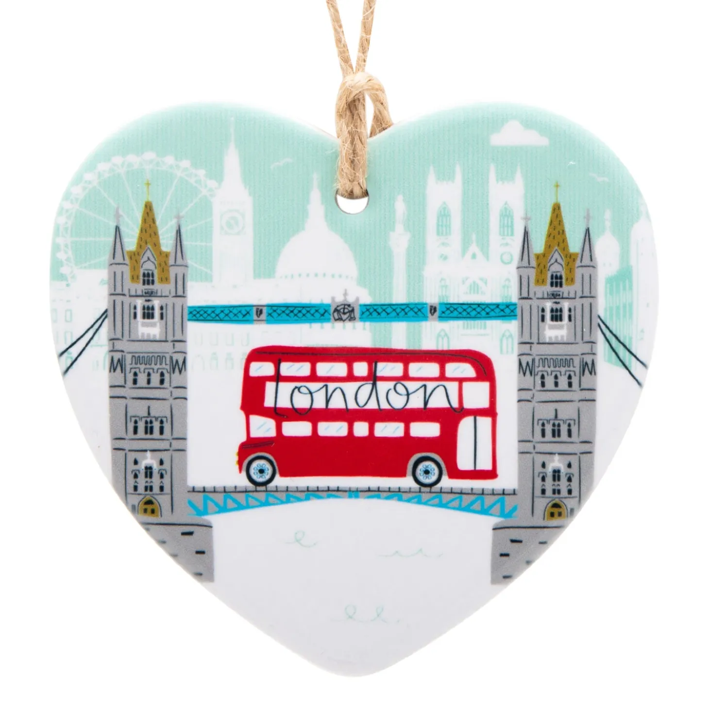 Cheap Tower Bridge Hanging Ceramic Heart Decoration Christmas Decorations | Christmas Decorations