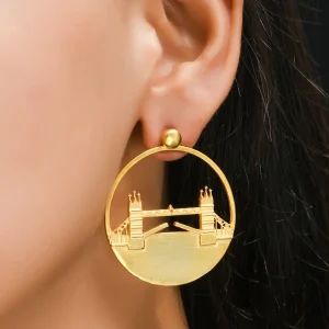 Sale Tower Bridge Hoop Earrings - Large Jewellery & Pins | Luxury Gifts