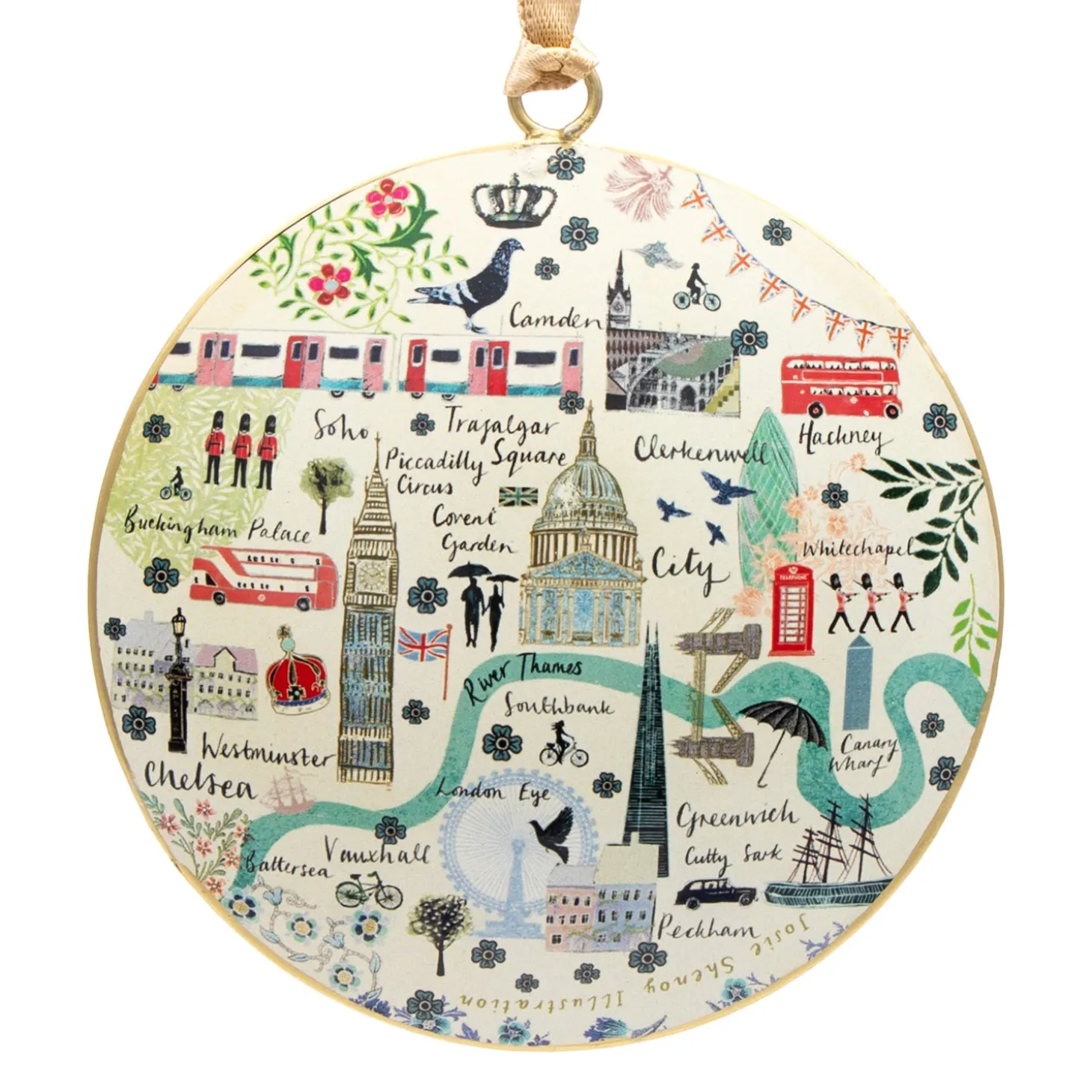 Online Map Of London Round Metal Christmas Decoration Christmas Decorations | Christmas Decorations