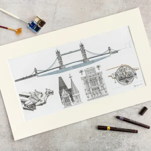 Fashion Tower Bridge Architectural Details Print - 20 x 12 Inches Prints & Posters | Luxury Gifts