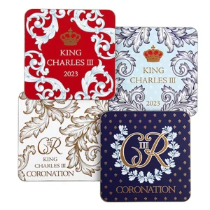 New King Charles III Coronation Regalia Coasters Set of 4 Coasters | Royal Gifts