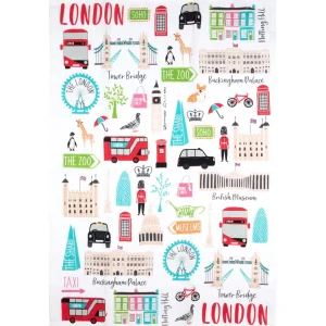 Clearance London Adventures Tea Towel by Tea Towels | Eco-friendly Gifts