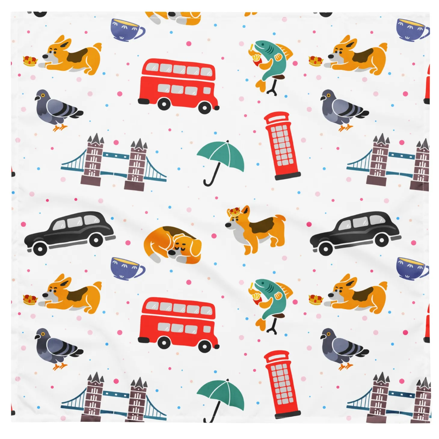 london_doodles__all_over_print__dog_bandana_1.webp New London Doodles - All Over Print - Dog Bandana Dog Accessories | London Gifts