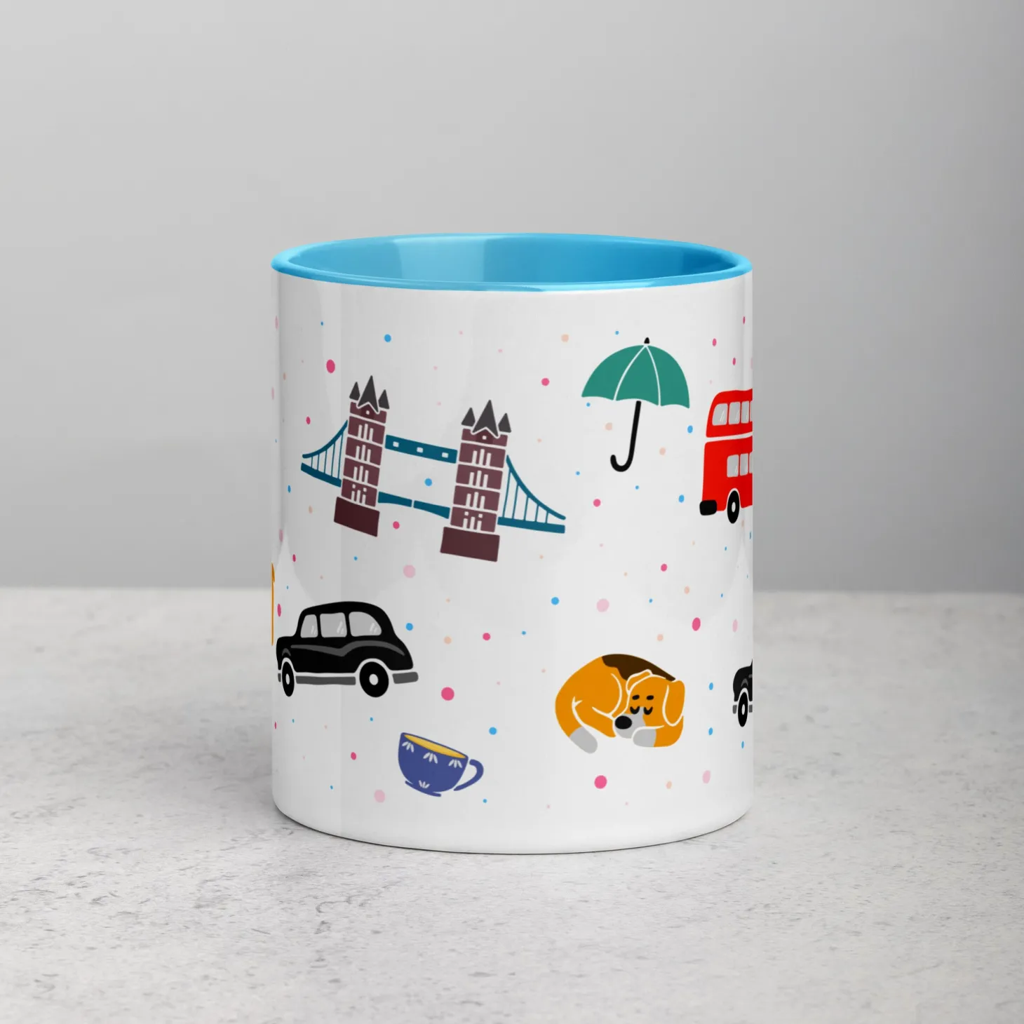 london_doodles__all_over_print__mug_with_colour_inside_10.webp Store London Doodles - All Over Print - Mug with Colour Inside Mugs | London Gifts