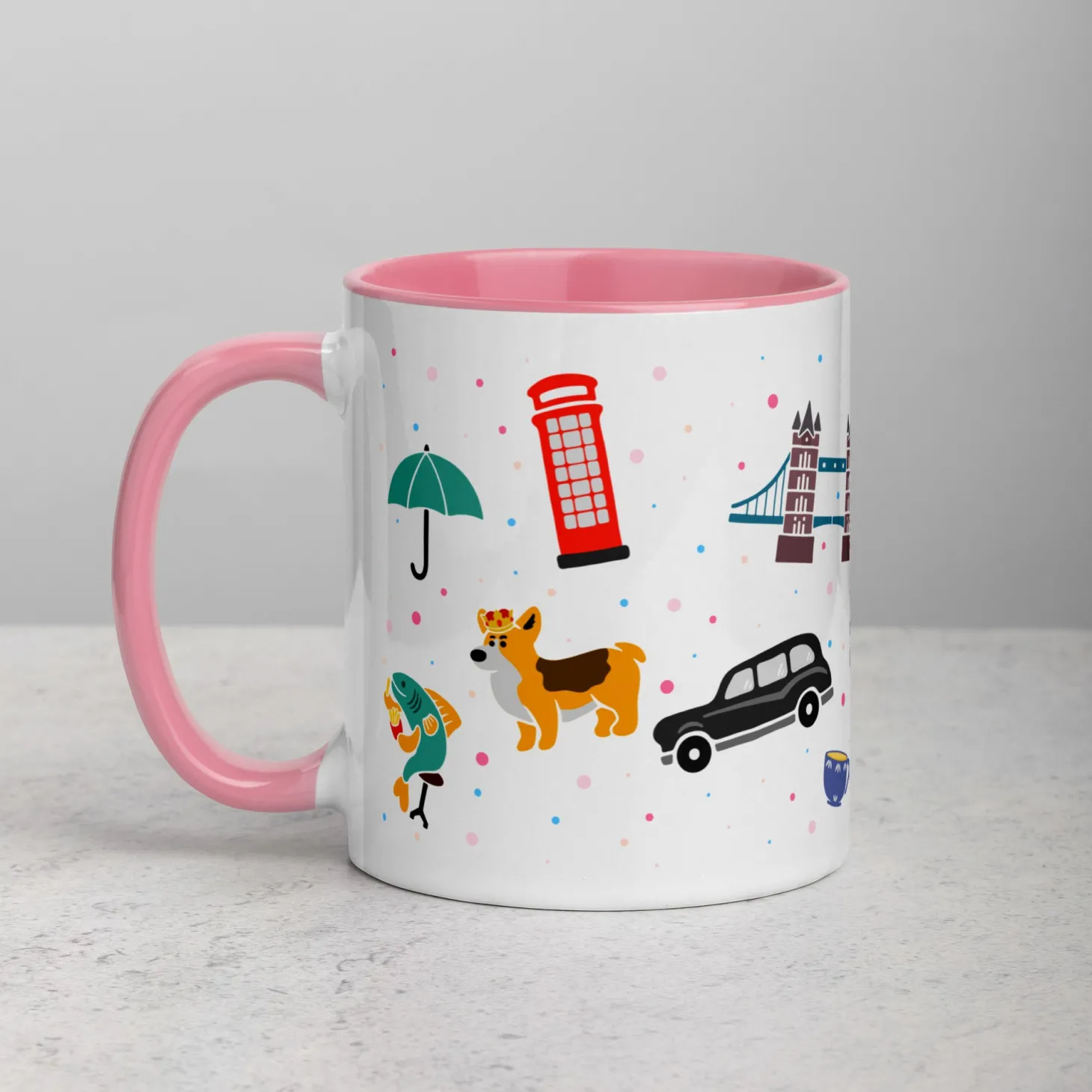 london_doodles__all_over_print__mug_with_colour_inside_14.webp Store London Doodles - All Over Print - Mug with Colour Inside Mugs | London Gifts