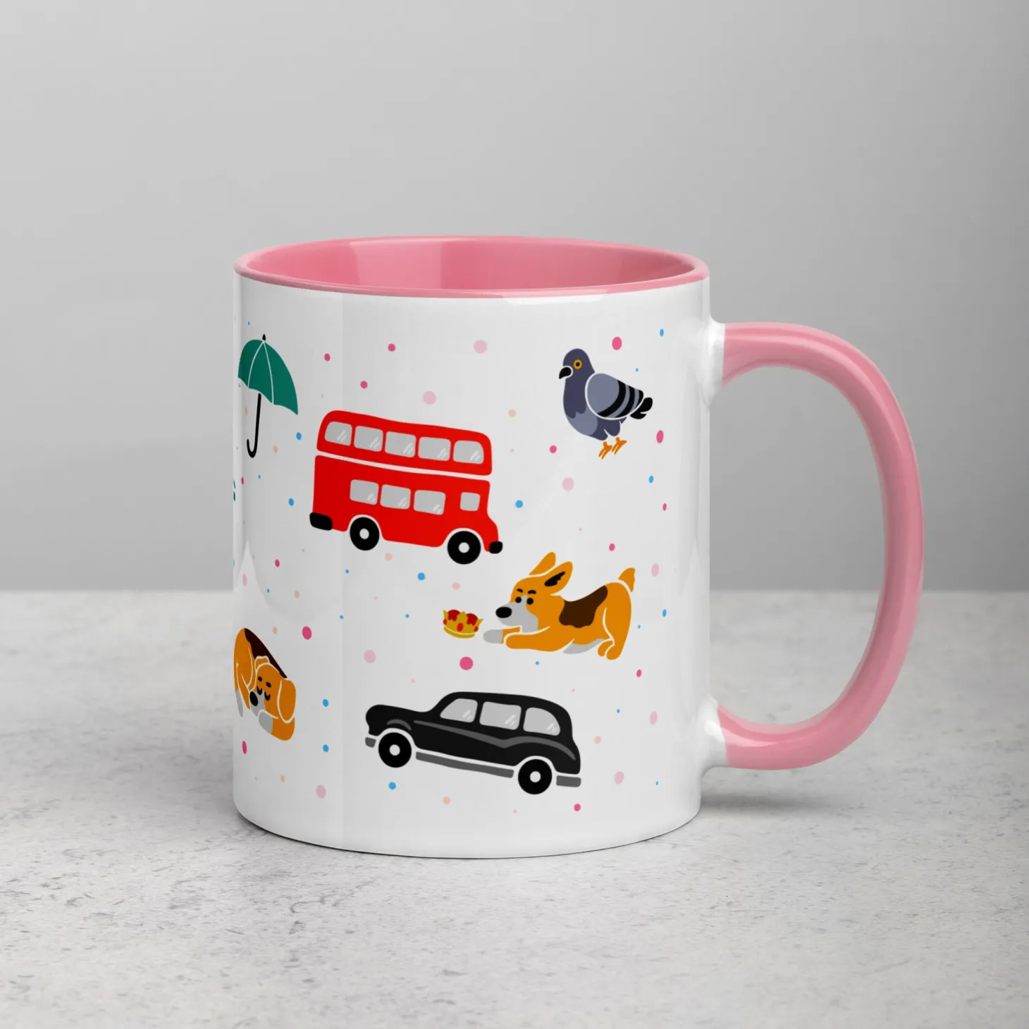 london_doodles__all_over_print__mug_with_colour_inside_15.webp Store London Doodles - All Over Print - Mug with Colour Inside Mugs | London Gifts