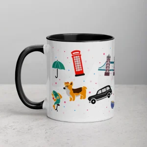 Store London Doodles - All Over Print - Mug with Colour Inside Mugs | London Gifts