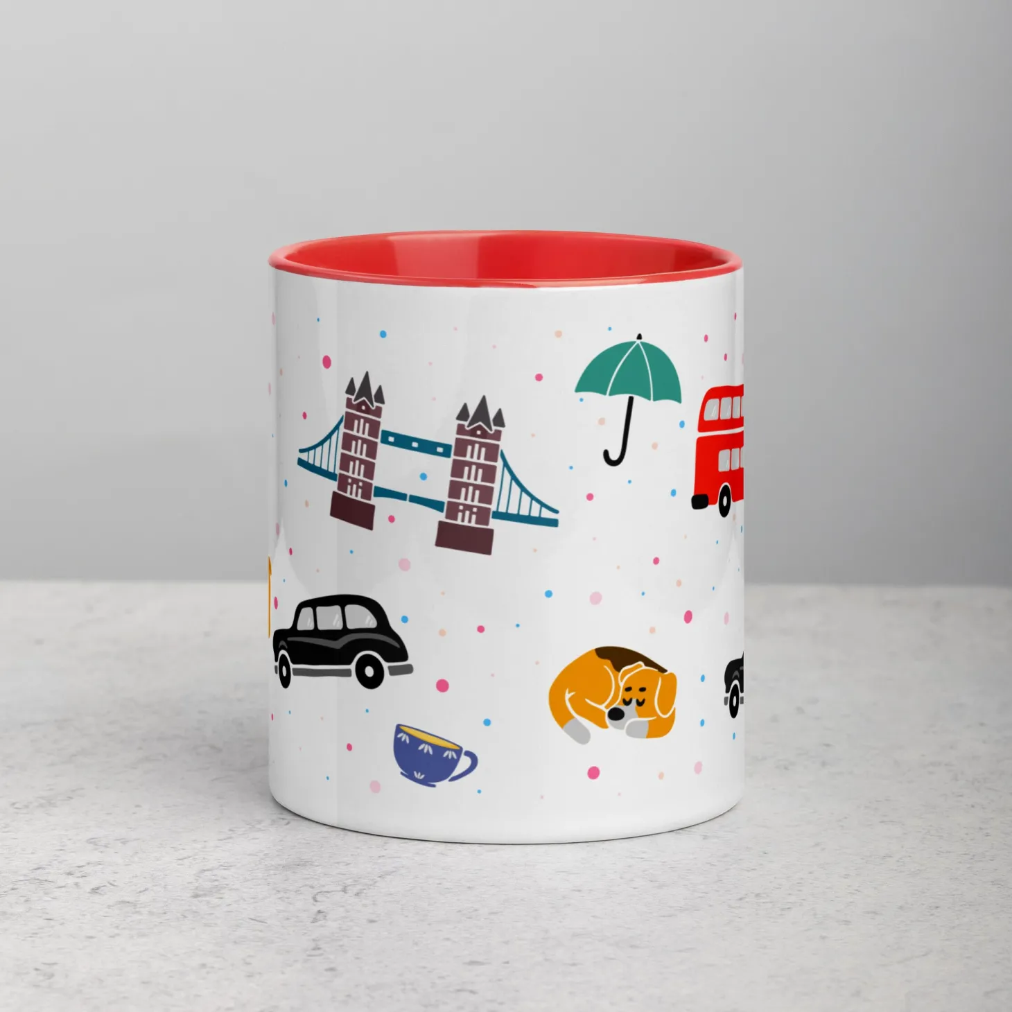 london_doodles__all_over_print__mug_with_colour_inside_4.webp Store London Doodles - All Over Print - Mug with Colour Inside Mugs | London Gifts