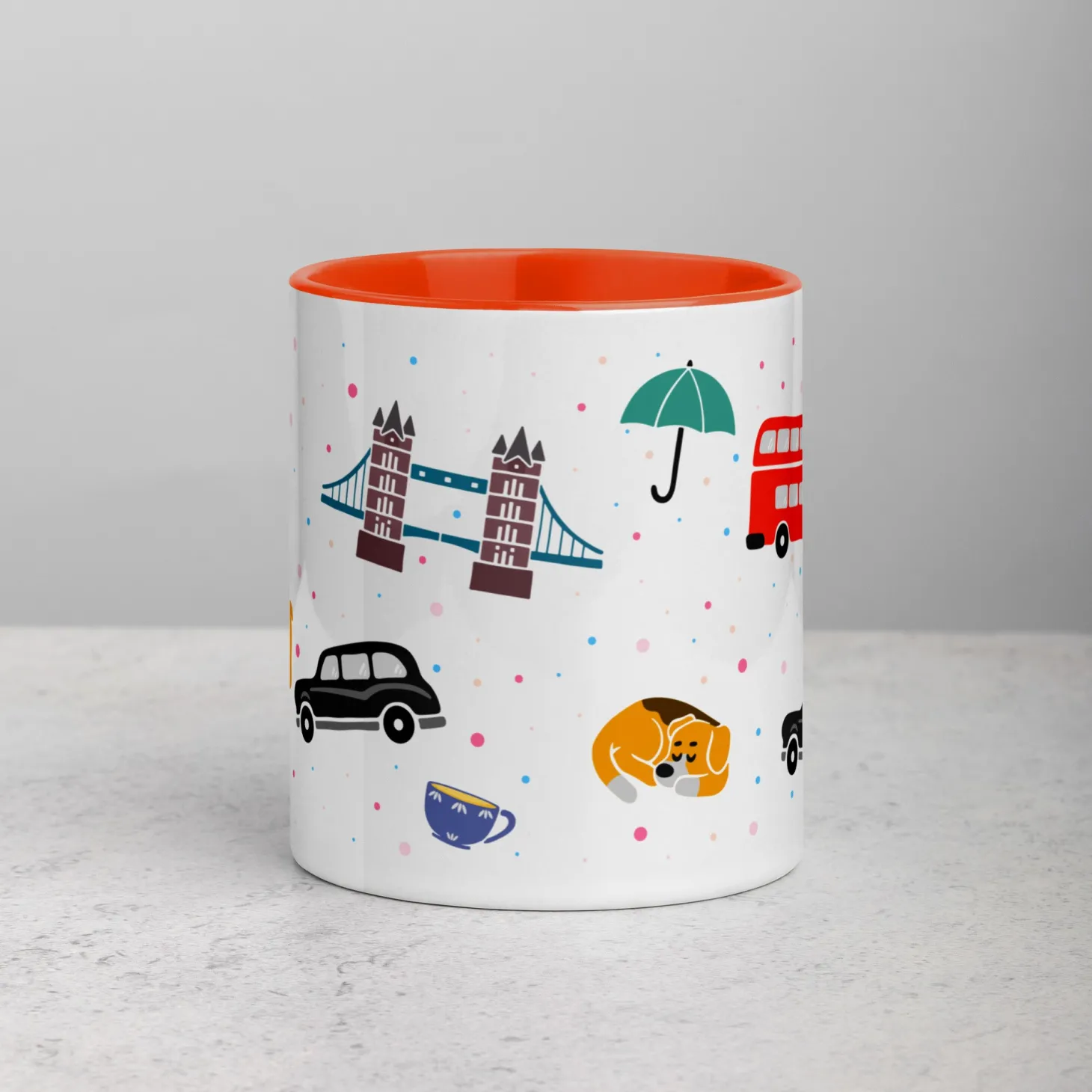 london_doodles__all_over_print__mug_with_colour_inside_7.webp Store London Doodles - All Over Print - Mug with Colour Inside Mugs | London Gifts