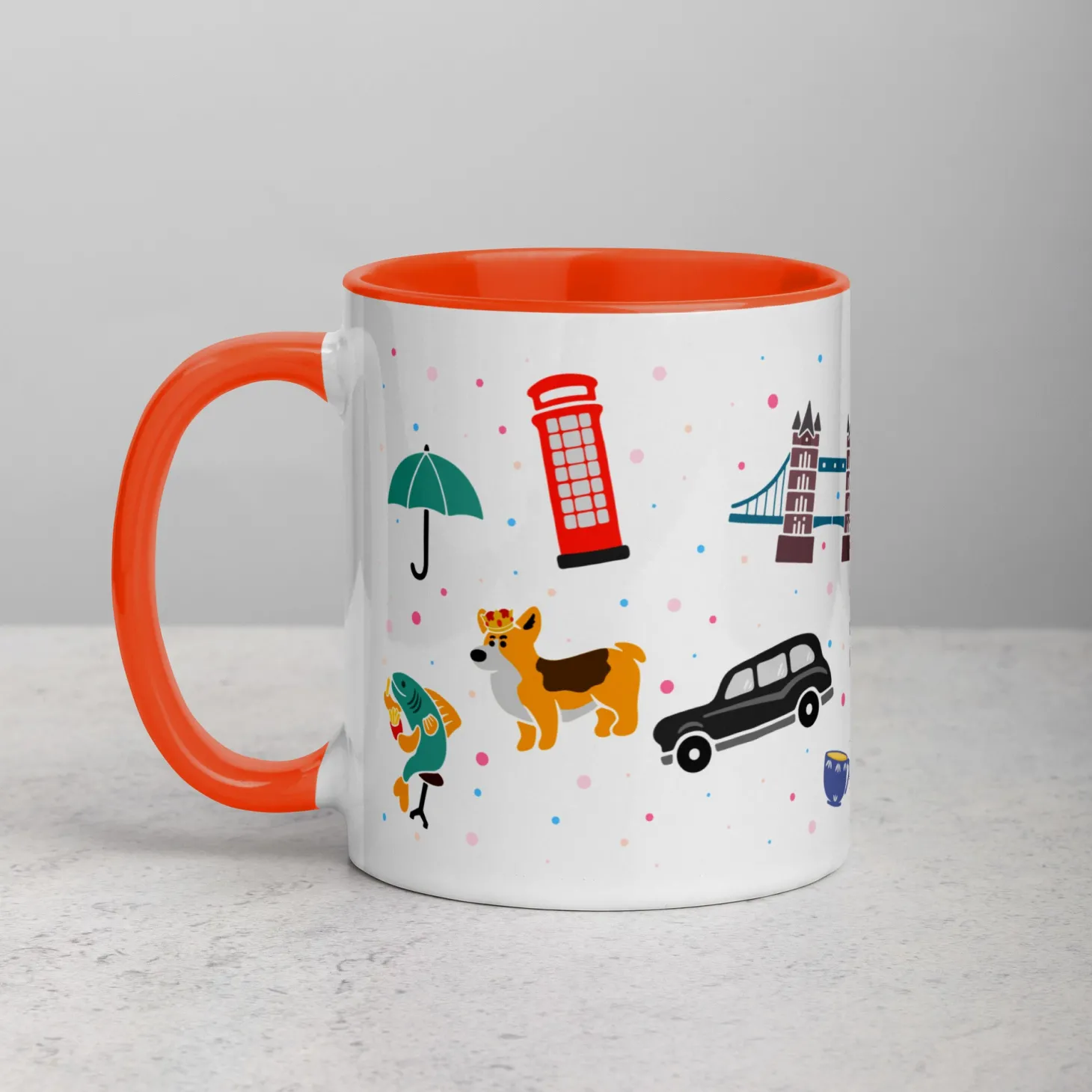 london_doodles__all_over_print__mug_with_colour_inside_8.webp Store London Doodles - All Over Print - Mug with Colour Inside Mugs | London Gifts