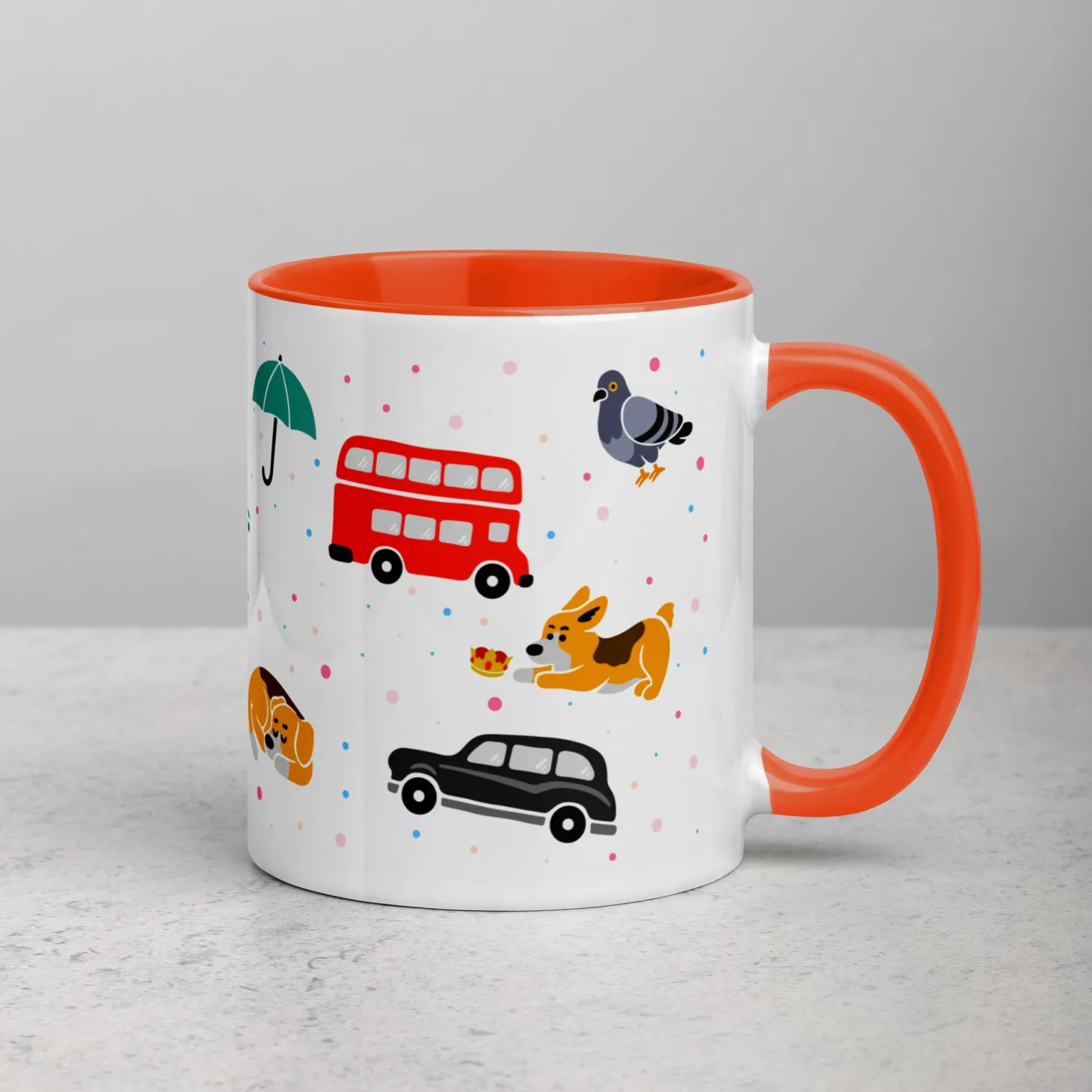 london_doodles__all_over_print__mug_with_colour_inside_9.webp Store London Doodles - All Over Print - Mug with Colour Inside Mugs | London Gifts