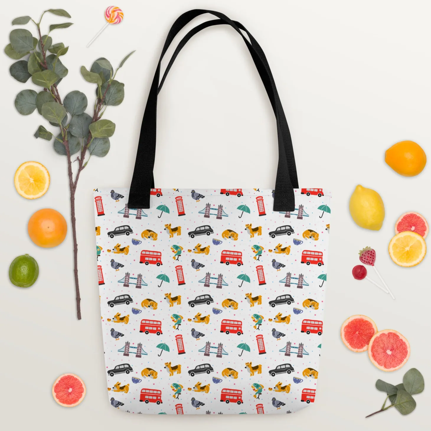 london_doodles__all_over_print__tote_bag_1.webp Flash Sale London Doodles - All Over Print - Tote Bag Bags | London Gifts