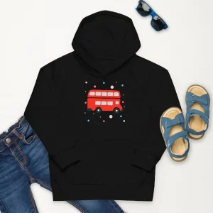 Shop London Doodles - Bus - Kids Eco Hoodie Kids Clothing | Children & Baby Clothing