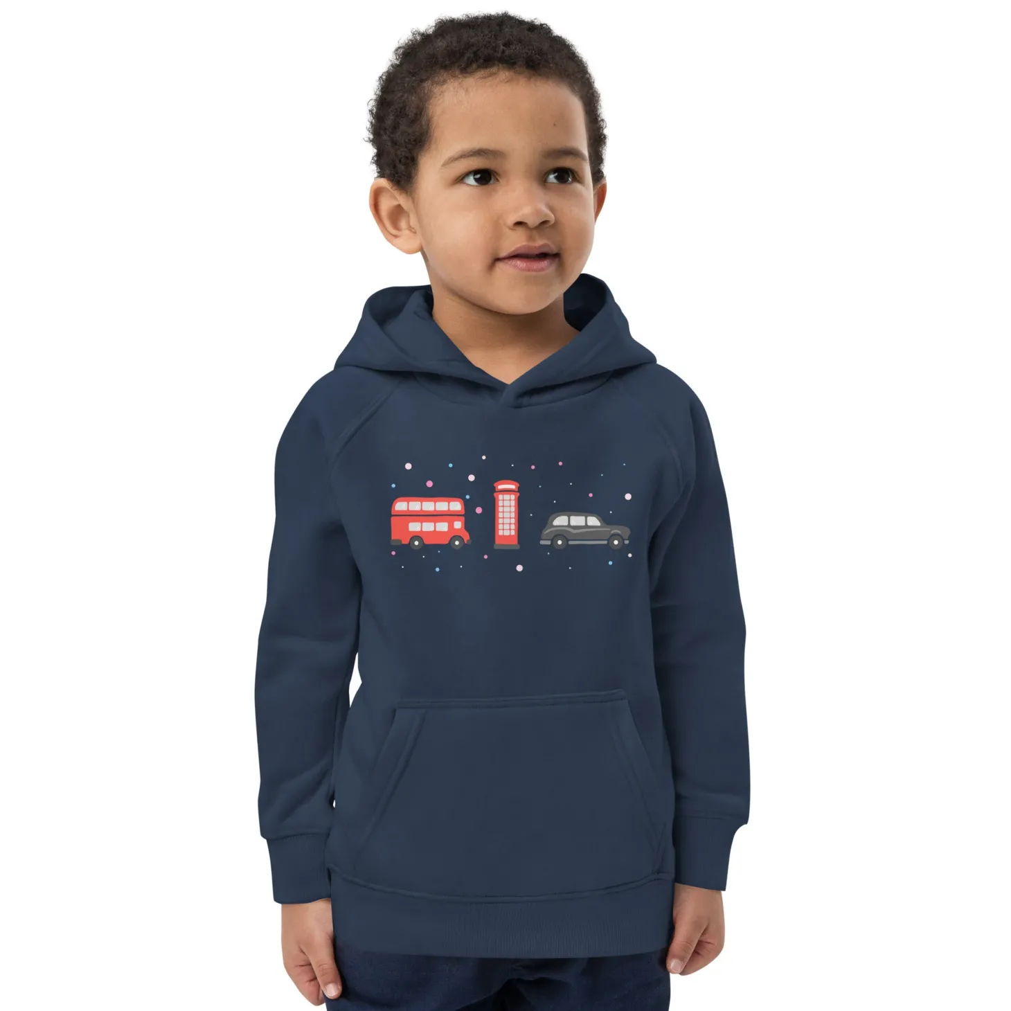 london_doodles__bus__phone__taxi__kids_eco_hoodie_2.webp Online London Doodles - Bus / Phone / Taxi - Kids Eco Hoodie Kids Clothing | Children & Baby Clothing