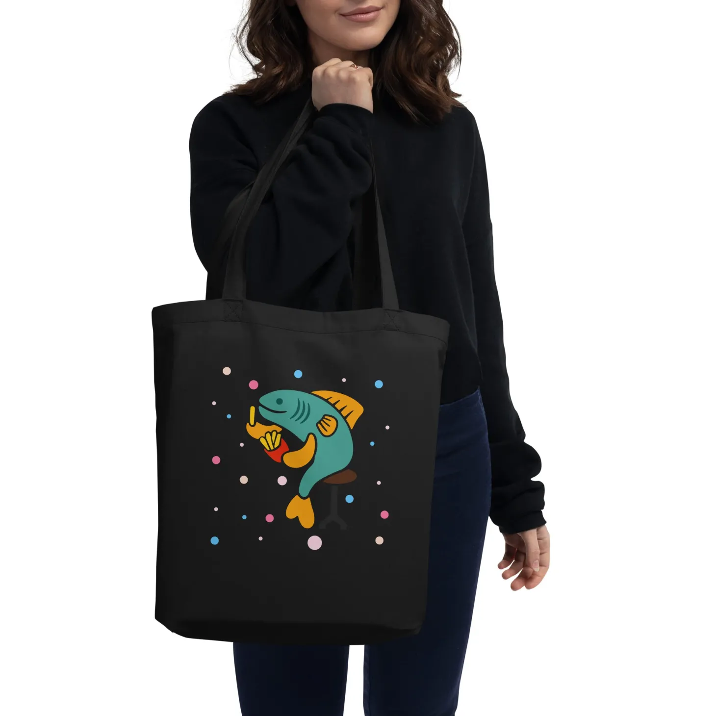 london_doodles__fish_amp_chips__eco_tote_bag_0.webp Cheap London Doodles - Fish & Chips - Eco Tote Bag Bags | London Gifts