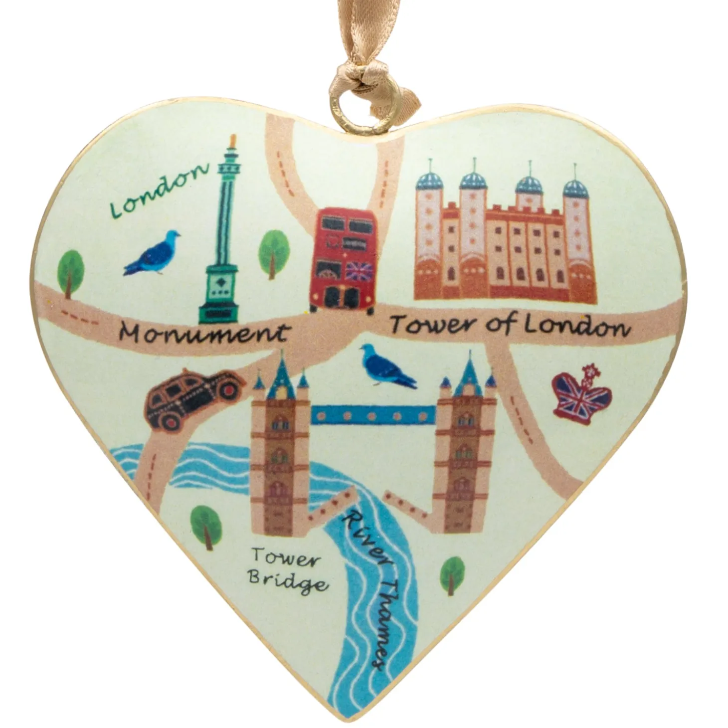 Store London Heart Shaped Metal Christmas Decoration - Tower Bridge Christmas Decorations | Christmas Decorations