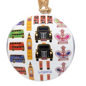 Store London Round Metal Christmas Decoration - Taxi Christmas Decorations | Christmas Decorations