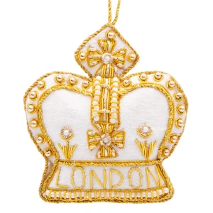Store London Royal Crown Stitched Christmas Decoration - Ivory Christmas Decorations | Christmas Decorations