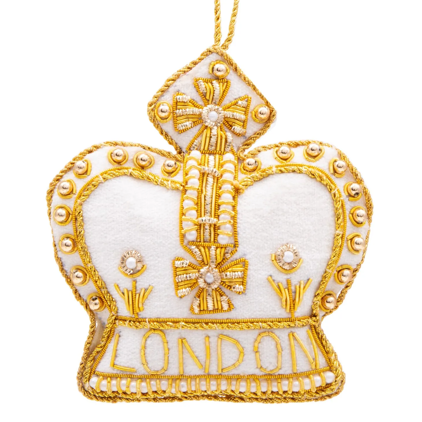 Store London Royal Crown Stitched Christmas Decoration - Ivory Christmas Decorations | Christmas Decorations