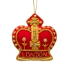 Discount London Royal Crown Stitched Christmas Decoration - Red Christmas Decorations | Christmas Decorations