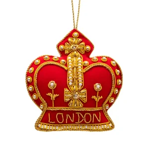 Discount London Royal Crown Stitched Christmas Decoration - Red Christmas Decorations | Christmas Decorations