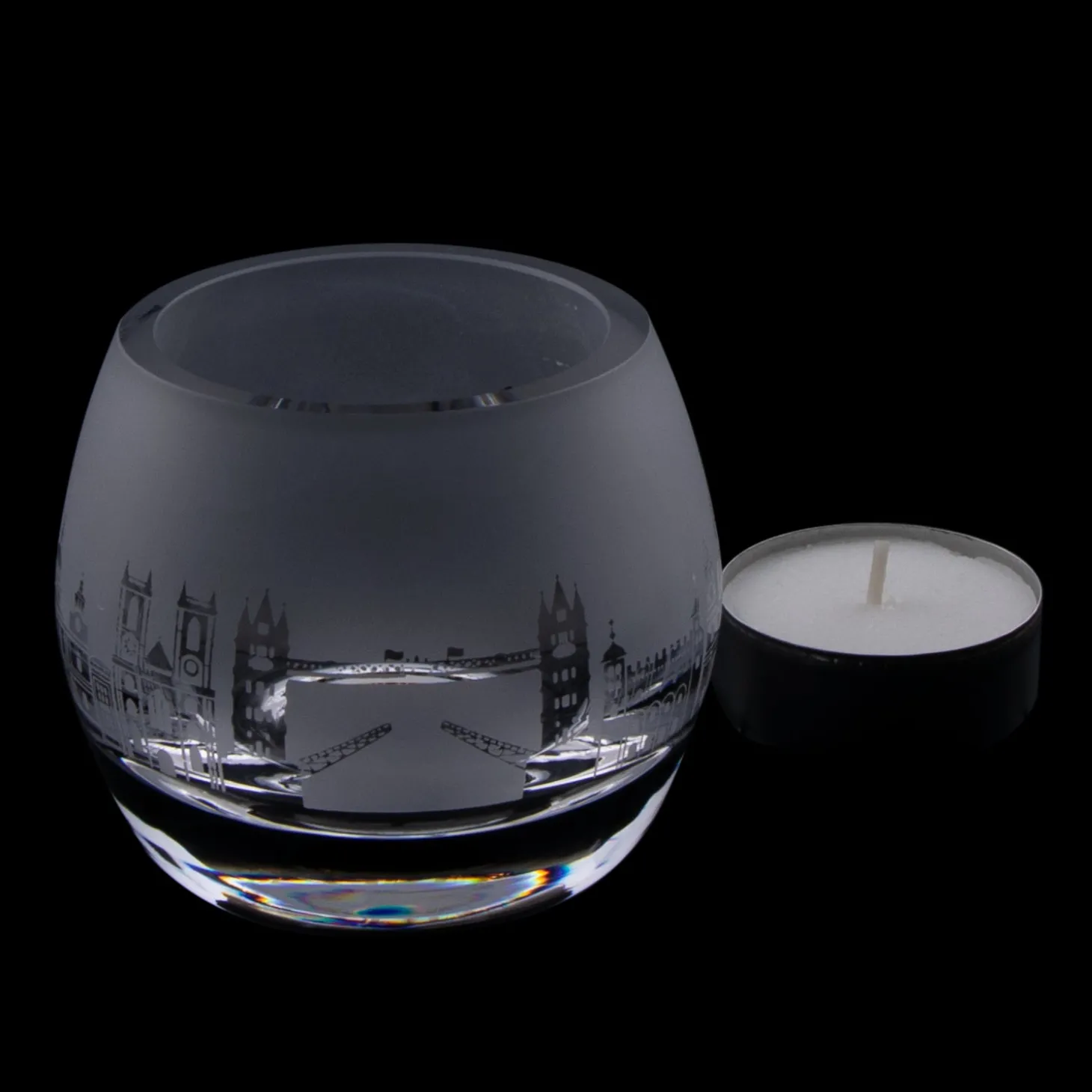london_skyline_milford_glass_tealight_holder_0.webp Online London Skyline Milford Glass Tealight Holder Glasses & Glassware | Luxury Gifts