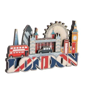 Discount London Union Jack & Skyline Layered Wood Magnet Magnets | Fridge Magnets