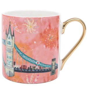 Outlet Firework Gold Handled Mug Mugs | Tower Bridge Gifts