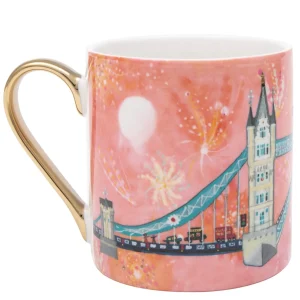 Outlet Firework Gold Handled Mug Mugs | Tower Bridge Gifts