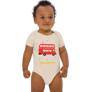 Store Personalised Custom Text - Baby Bodysuit - London Doodles - Bus Kids Clothing | Children & Baby Clothing