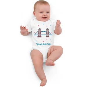 Cheap Personalised Custom Text - Baby Bodysuit - London Doodles - Tower Bridge Kids Clothing | Children & Baby Clothing