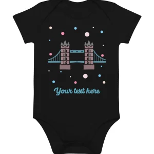 Cheap Personalised Custom Text - Baby Bodysuit - London Doodles - Tower Bridge Kids Clothing | Children & Baby Clothing