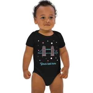 Cheap Personalised Custom Text - Baby Bodysuit - London Doodles - Tower Bridge Kids Clothing | Children & Baby Clothing
