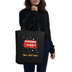 Fashion Personalised Custom Text - Eco Tote Bag - London Doodles - Bus Bags | London Gifts