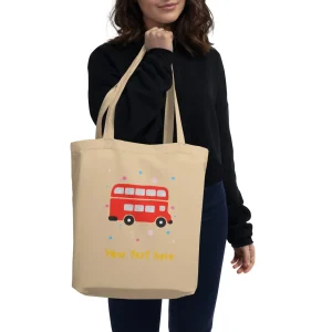 Fashion Personalised Custom Text - Eco Tote Bag - London Doodles - Bus Bags | London Gifts