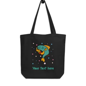 Store Personalised Custom Text - Eco Tote Bag - London Doodles - Fish & Chips Bags | London Gifts