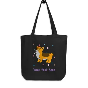 Store Personalised Custom Text - Eco Tote Bag - London Doodles - Royal Corgi Bags | London Gifts