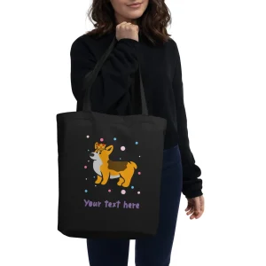 Store Personalised Custom Text - Eco Tote Bag - London Doodles - Royal Corgi Bags | London Gifts