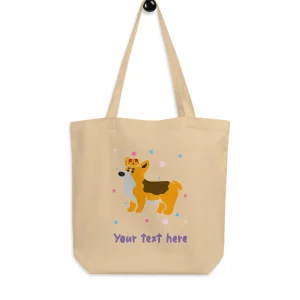 Store Personalised Custom Text - Eco Tote Bag - London Doodles - Royal Corgi Bags | London Gifts