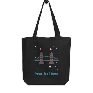 Flash Sale Personalised Custom Text - Eco Tote Bag - London Doodles - Tower Bridge Bags | Tower Bridge Gifts