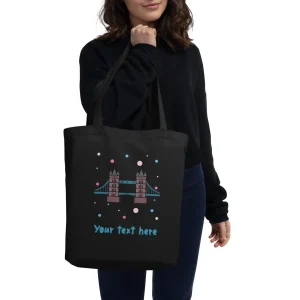 Flash Sale Personalised Custom Text - Eco Tote Bag - London Doodles - Tower Bridge Bags | Tower Bridge Gifts
