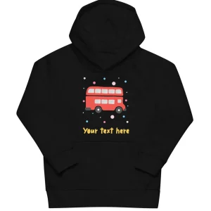 Fashion Personalised Custom Text - Kids Eco Hoodie - London Doodles - Bus Kids Clothing | Children & Baby Clothing