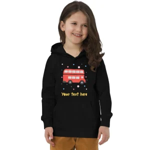 Fashion Personalised Custom Text - Kids Eco Hoodie - London Doodles - Bus Kids Clothing | Children & Baby Clothing
