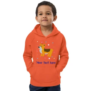 Cheap Personalised Custom Text - Kids Eco Hoodie - London Doodles - Royal Corgi Kids Clothing | Children & Baby Clothing