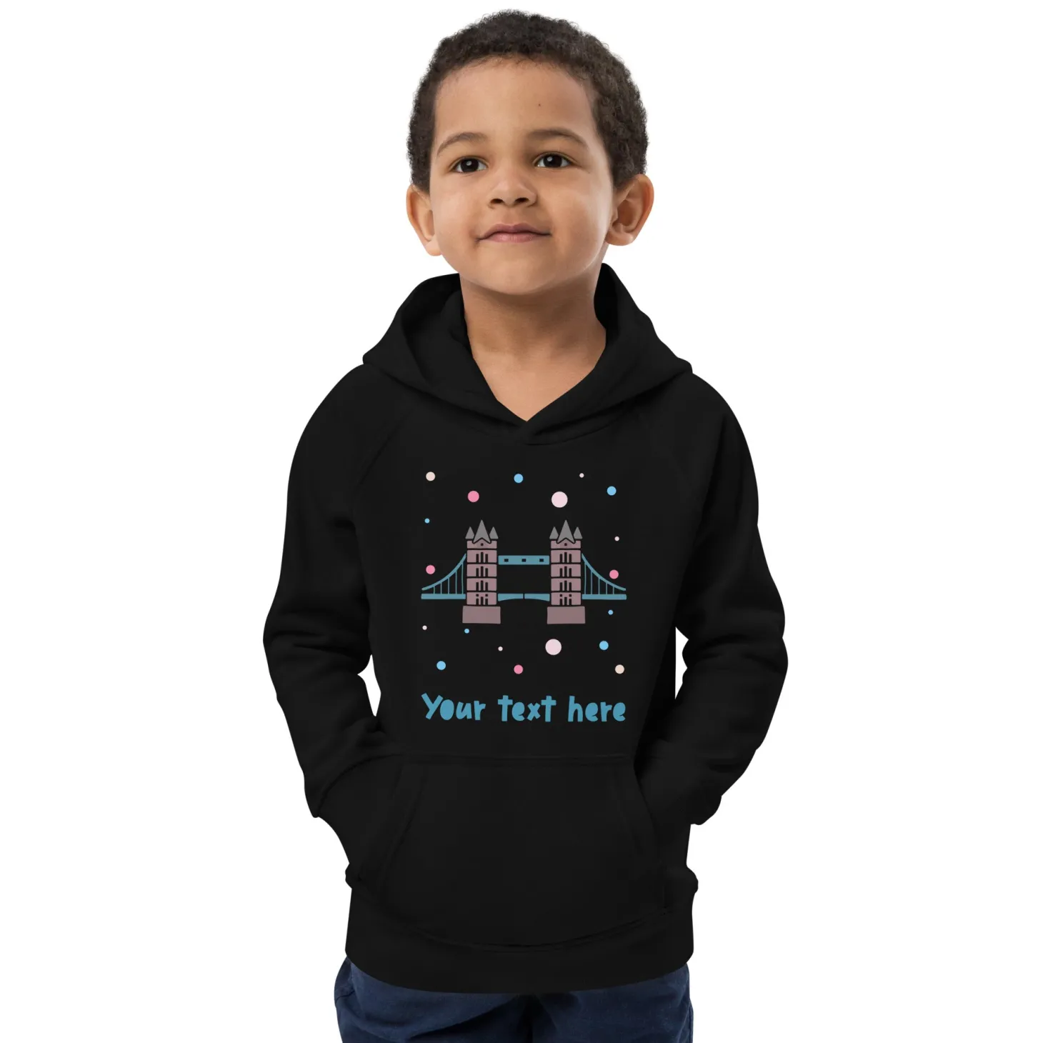 personalised_custom_text__kids_eco_hoodie__london_doodles__tower_bridge_2.webp Fashion Personalised Custom Text - Kids Eco Hoodie - London Doodles - Tower Bridge Kids Clothing | Children & Baby Clothing